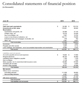 statement of financial position non profit