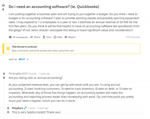 asking about quickbooks on reddit